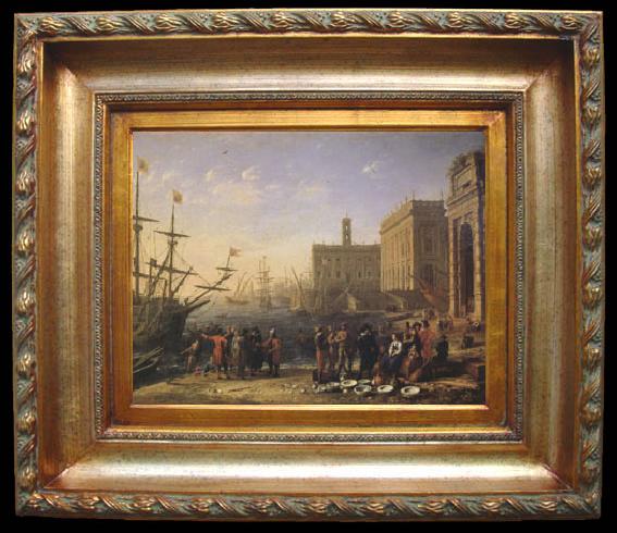 framed  Claude Lorrain View of a Port with the Capitol (mk05), Ta059-2